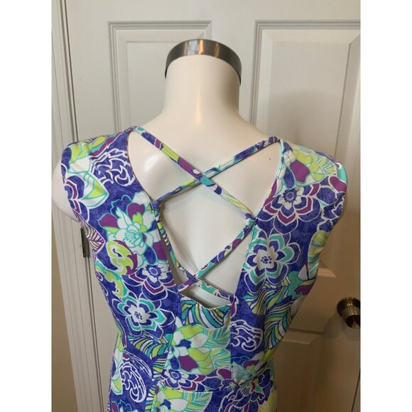 Title Nine Blue Floral Strappy Open Back Mini Athletic Dress, Size Small - Picture 5 of 6